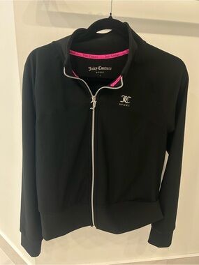 New - Juicy Couture Black Bomber Jacket with Pink Trim